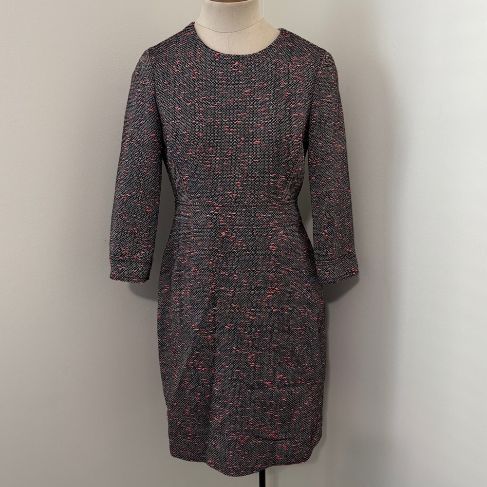 J Crew 6 Petite Gray Tweed Sheath Dress w/ Flecks ~ Classic Career Business 6P